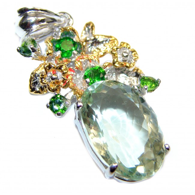 Green Amethyst Gold over .925 Sterling Silver handcrafted pendant