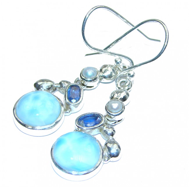 Blue Larimar & Kyanite .925 Sterling Silver handcrafted earrings
