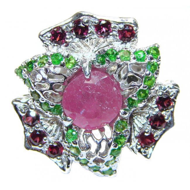 Incredible genuine Ruby .925 Sterling Silver Statement Ring s. 7