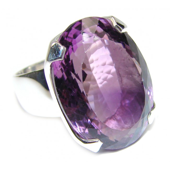 Spectacular 75 CT genuine Amethyst .925 Sterling Silver handcrafted Ring size 7