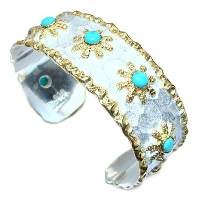 Bracelet with Sleeping Beauty Turquoise 24K Gold .925 Sterling Silver
