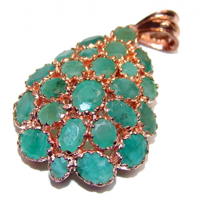 Vintage Design Emerald 18k Gold over .925 Sterling Silver handmade Pendant