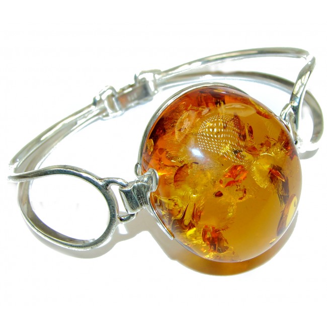 Chunky Luxury Baltic Amber .925 Sterling Silver handmade Bracelet