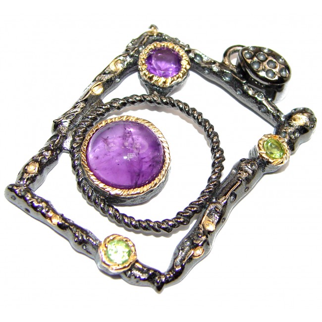 Purple Universe Authentic Amethyst 14K Gold over .925 Sterling Silver handcrafted pendant