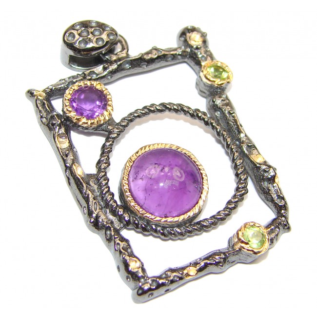 Purple Universe Authentic Amethyst 14K Gold over .925 Sterling Silver handcrafted pendant