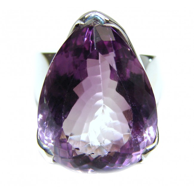 Spectacular 65 CT genuine Amethyst .925 Sterling Silver handcrafted Ring size 7