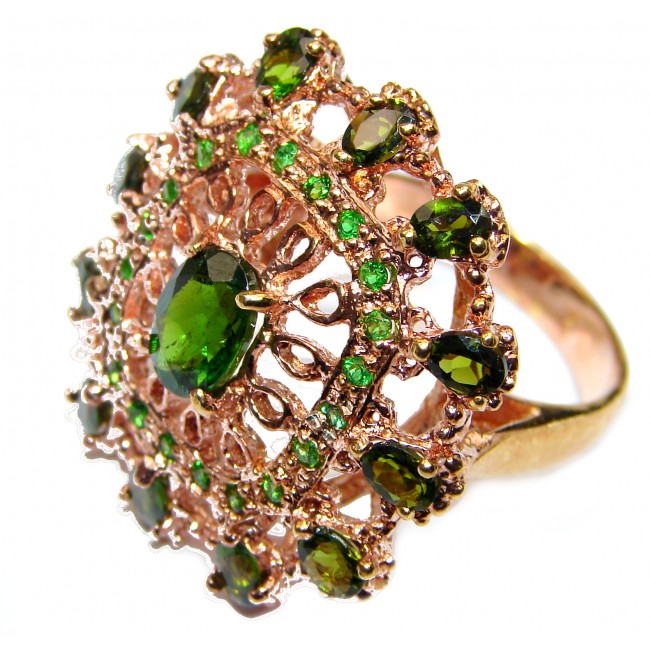 Authentic Chrom Diopside 24K Gold over .925 Sterling Silver handmade Statement Ring size 9