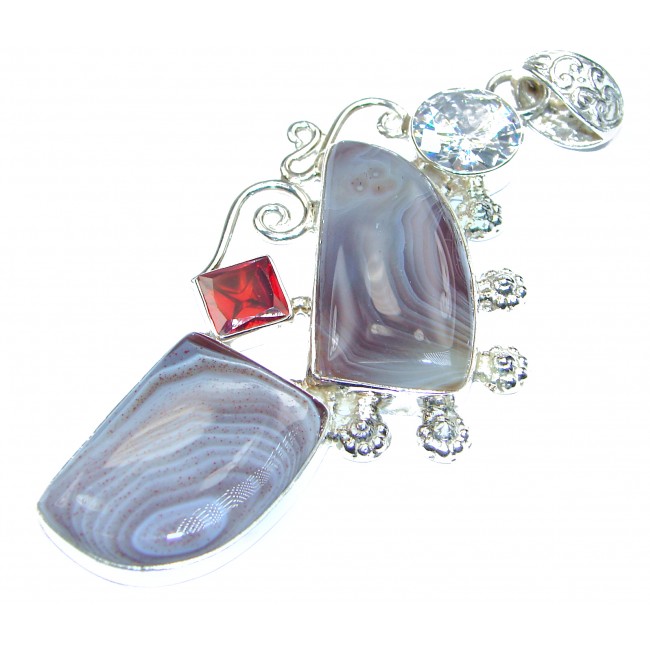 huge Just Perfect Gift Agate .925 Sterling Silver handmade Pendant