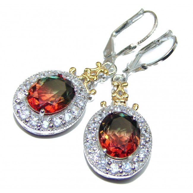 Precious Tourmaline 18K Gold over .925 Sterling Silver entirely handmade earrings