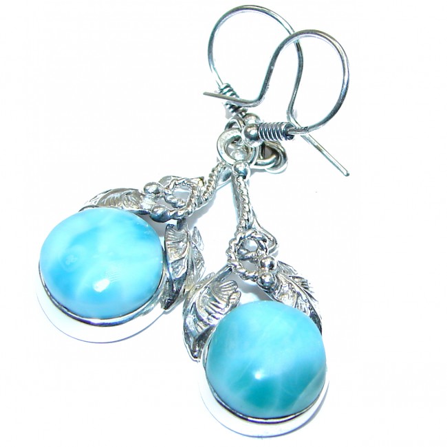 Sublime design genuine Blue Larimar .925 Sterling Silver handmade earrings