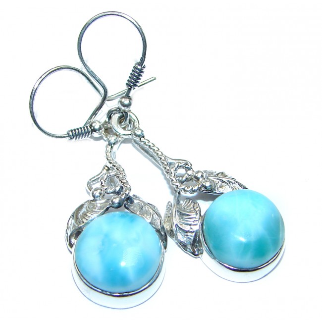Sublime design genuine Blue Larimar .925 Sterling Silver handmade earrings