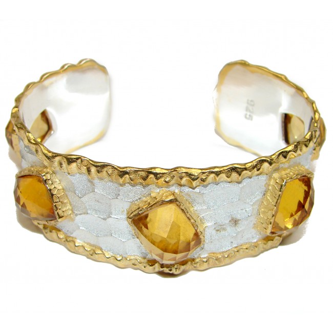 Be Fearless Lemon Quartz 24ct gold and Sterling Silver in Antique White Patina handcrafted Bracelet