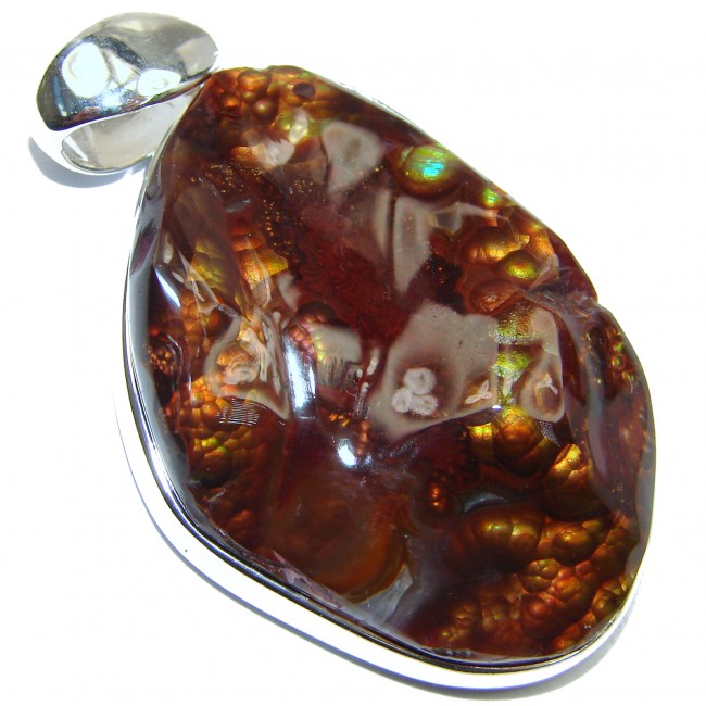 Large Best Quality Authentic Fire Agate .925 Sterling Silver handmade Pendant