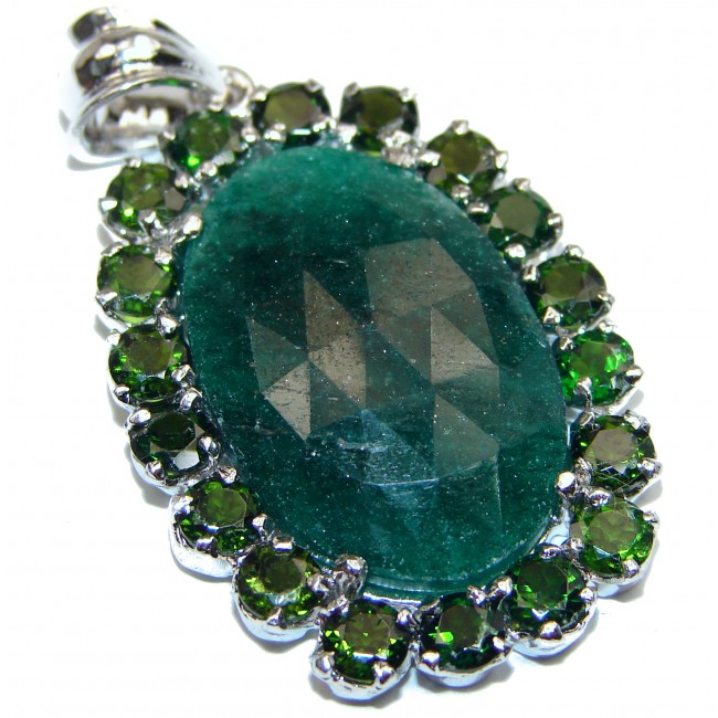 Incredible Reflection of Nature Emerald .925 Sterling Silver handmade pendant