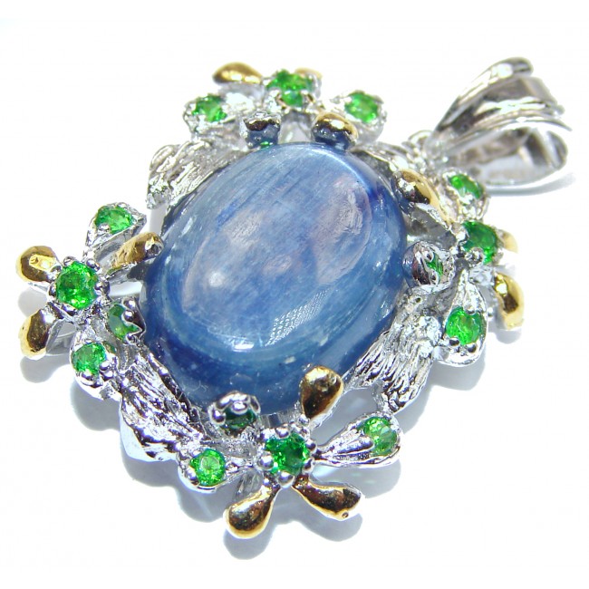 Beautiful genuine Kyanite Chrom Diopside .925 Sterling Silver handcrafted Pendant