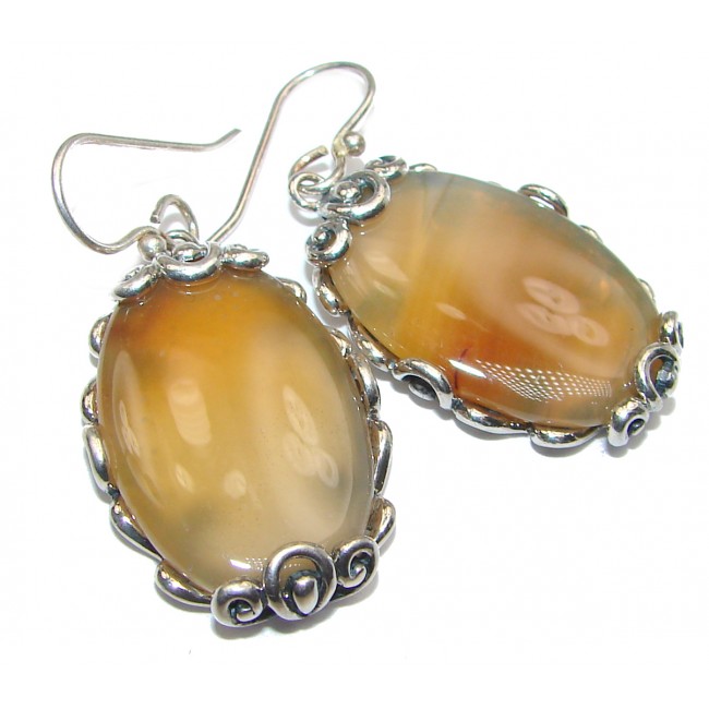 Chunky Botswana Agate .925 Sterling Silver handcrafted earrings