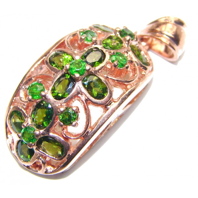 Authentic Chrome Diopside 24K Rose Gold over .925 Sterling Silver Pendant