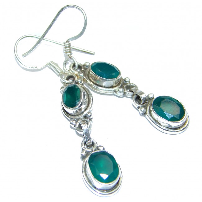 Classy Green Emerald Sterling Silver handmade earrings
