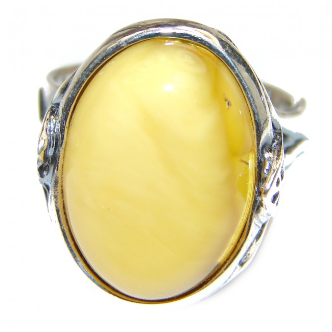 Genuine Butterscotch Baltic Amber .925 Sterling Silver handmade Ring size 8