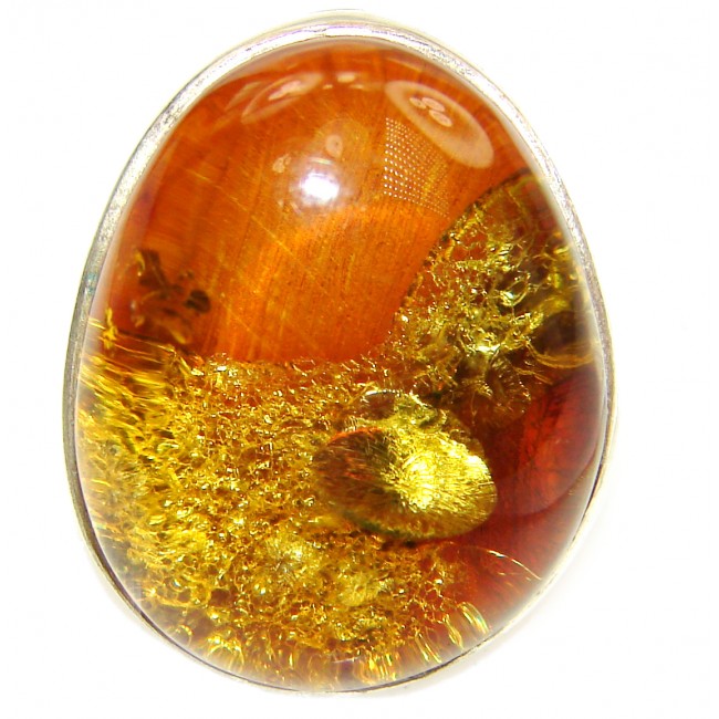 Genuine Butterscotch Baltic Amber .925 Sterling Silver handmade Ring size 7 3/4