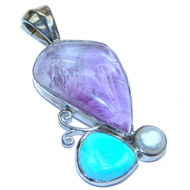 Top Quality Natural Amethyst .925 Sterling Silver handmade Pendant