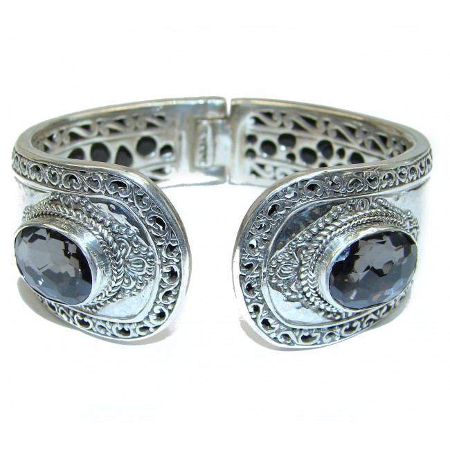 Genuine Smoky Topaz .925 Sterling Silver handcrafted Bracelet / Cuff