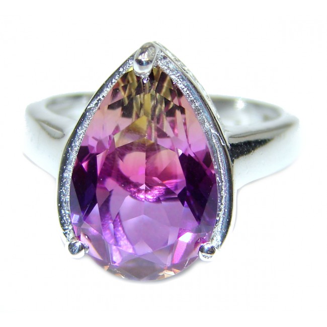 Genuine 25ct Ametrine .925 Sterling Silver handcrafted ring; s. 6 3/4