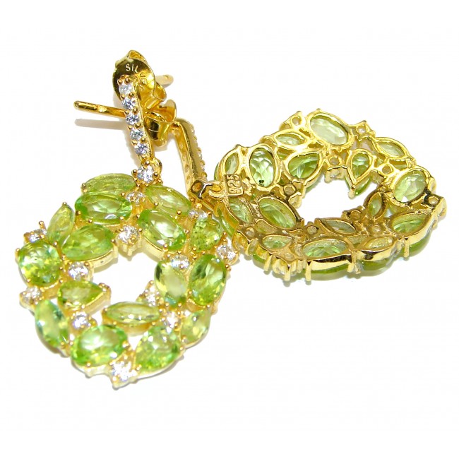 Rich Design genuine Peridot 14K Gold over .925 Sterling Silver handcrafted earrings