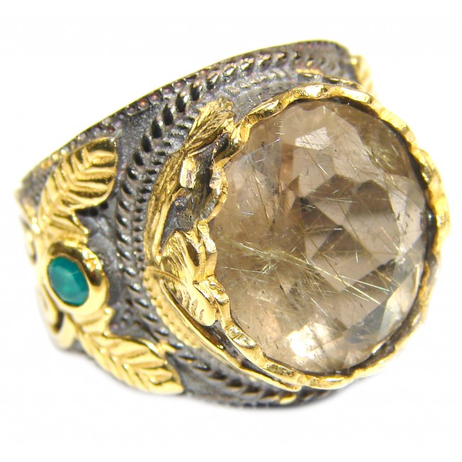 Vintage Style 32ct Natural Citrine 18ct Gold over .925 Sterling Silver handcrafted Ring s. 7