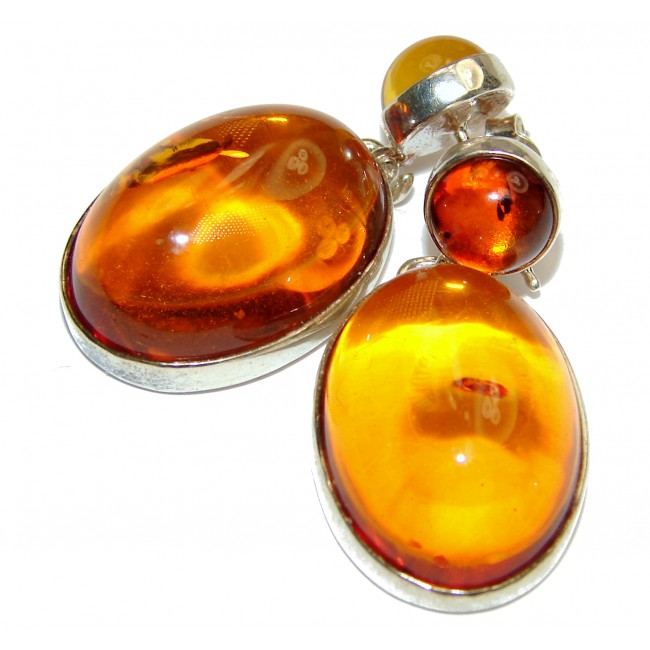Back to Nature Authentic LARGE Amber .925 Sterling Silver handmade earrings