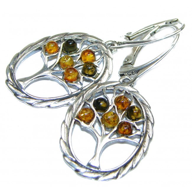 Family Tree Baltic Polish Amber Sterling Silver earrings