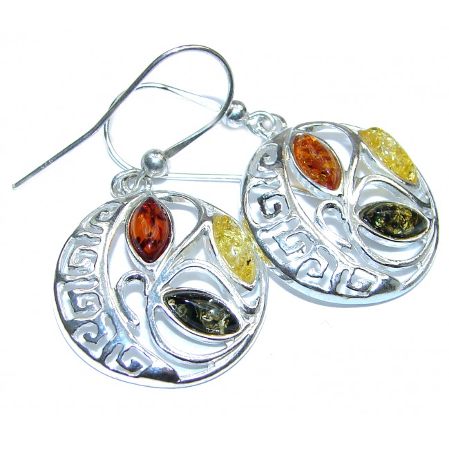 Gorgeous Polish Baltic Amber .925 Sterling Silver entirely handcrafted earrings