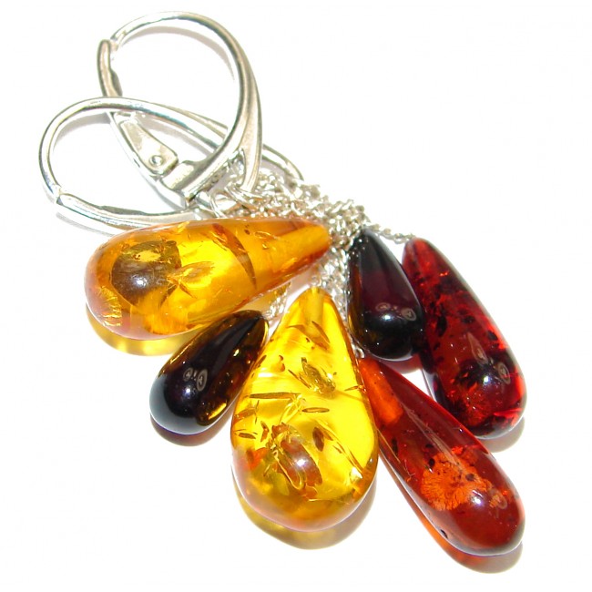 Stylish Authentic Baltic Amber .925 Sterling Silver handmade Earrings