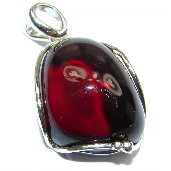 OUTSTANDING Cherry Natural Baltic Amber .925 Sterling Silver handmade Pendant