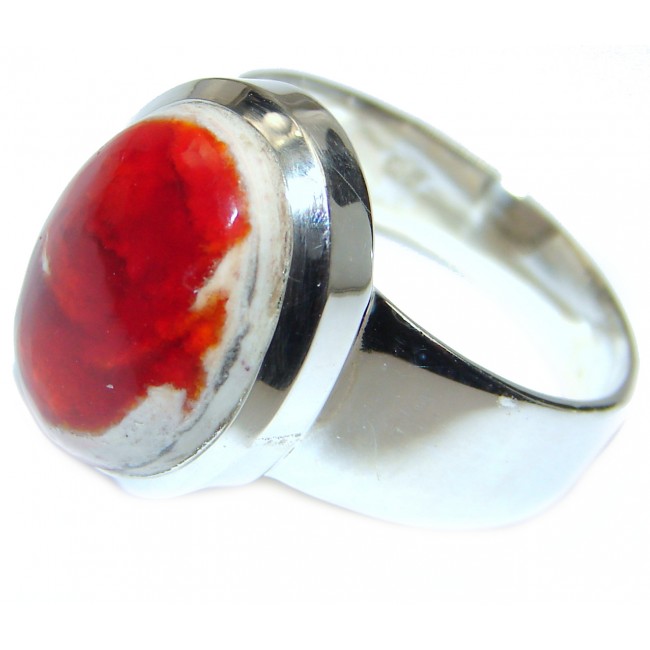 Genuine Mexican Agate .925 Sterling Silver handmade Ring size 9