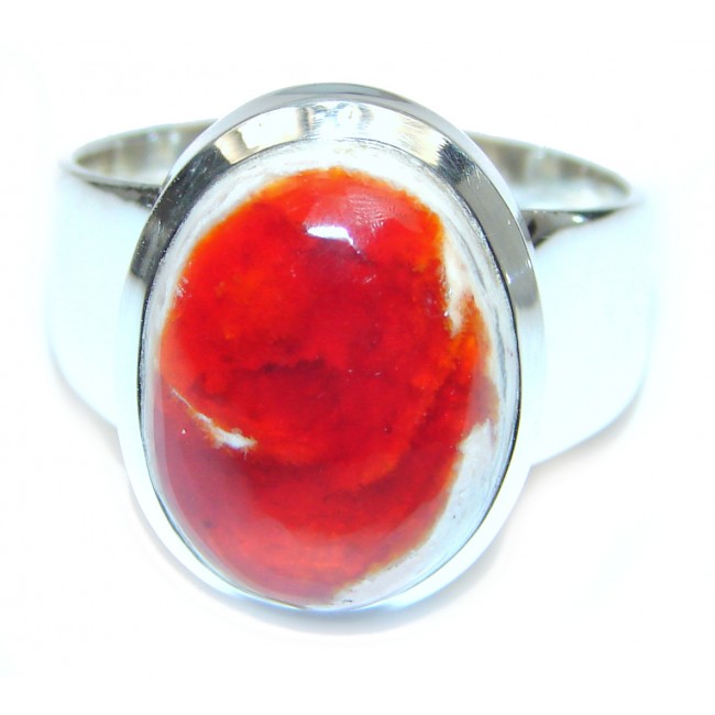 Genuine Mexican Agate .925 Sterling Silver handmade Ring size 9