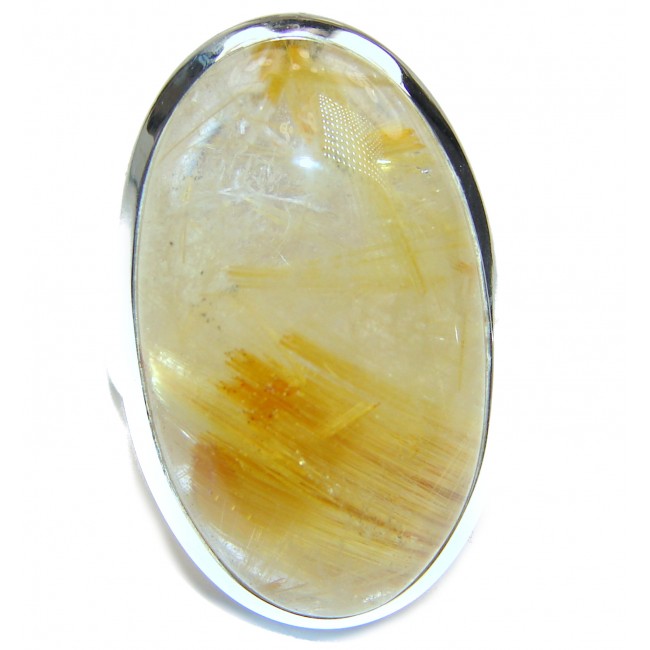Incredible Golden Rutilated Quartz .925 Sterling Silver handcrafted Ring Size 7