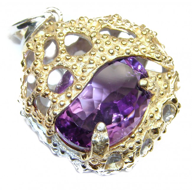 Spectacular ! Amethyst 18K Gold over .925 Sterling Silver handcrafted pendant