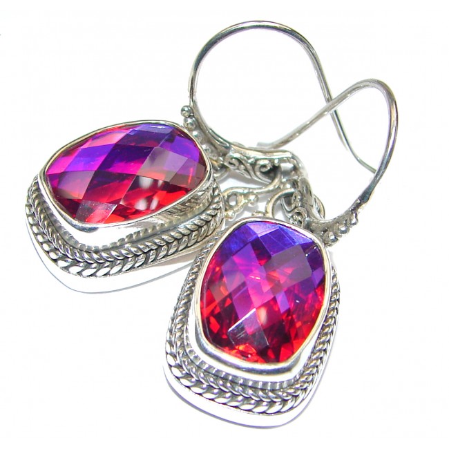 Amazing Pink Aqua Topaz .925 Sterling Silver handmade stud earrings