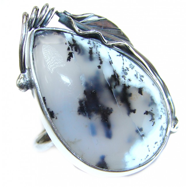 Top Quality Dendritic Agate .925 Sterling Silver hancrafted Ring s. 7 adjustable