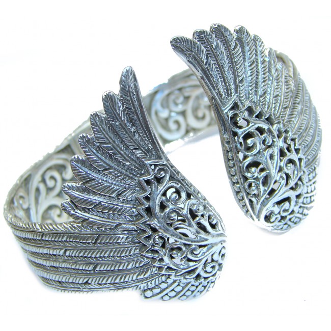 Angel's Wings 53.5 grams .925 Sterling Silver handcrafted Bracelet / Cuff