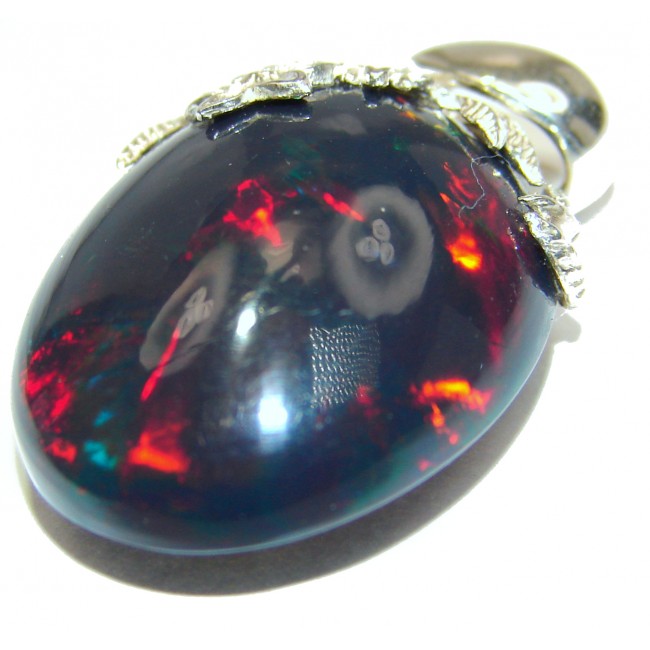 Pure Perfection 25ctw Authentic Black Opal .925 Sterling Silver handmade Pendant