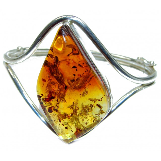 Modern Design Genuine Baltic Amber .925 Sterling Silver handmade Bracelet