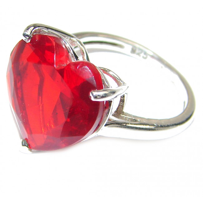 Sweet Heart Red Topaz .925 Silver handcrafted Ring s. 7