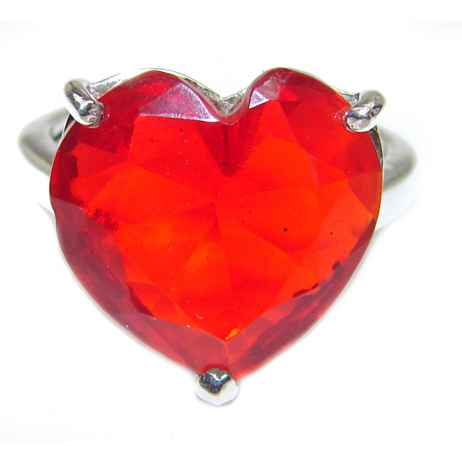 Sweet Heart Red Topaz .925 Silver handcrafted Ring s. 7
