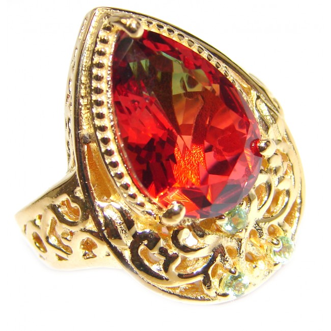 Top Quality Magic Tourmaline 18K Gold over .925 Sterling Silver handcrafted Ring s. 6 1/2