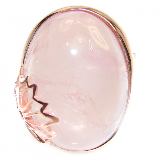 Authentic Rose Quartz 18K Gold over .925 Sterling Silver handcrafted ring s. 8 adjustable