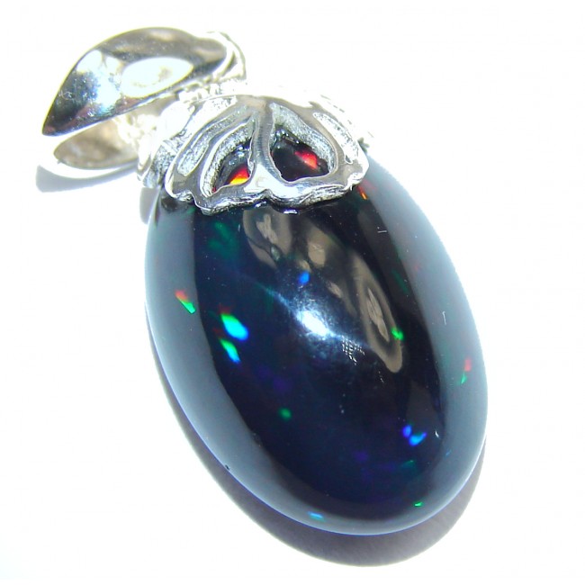 Incredible 8.5ctw Authentic Black Opal .925 Sterling Silver handmade Pendant