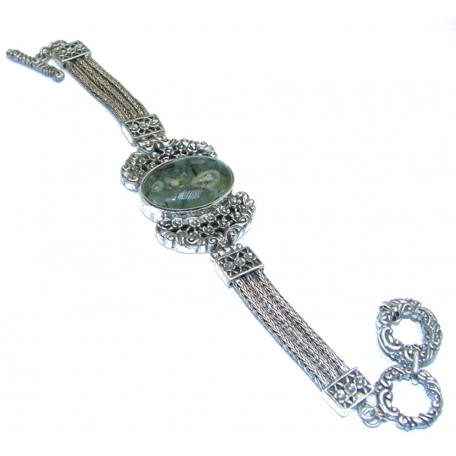 Green Ivy Moss Prehnite .925 Sterling Silver handcrafted Bracelet