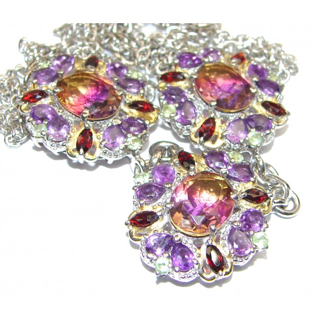 Oval cut Ametrine 18K Gold over .925 Sterling Silver handcrafted necklace